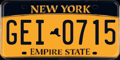 NY license plate GEI0715