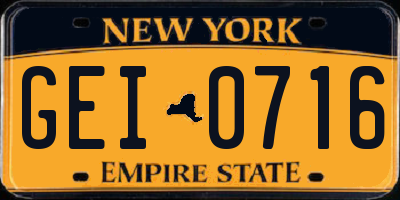 NY license plate GEI0716