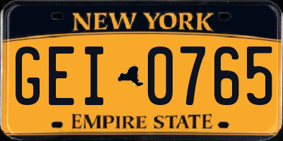 NY license plate GEI0765