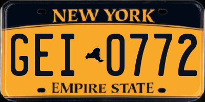 NY license plate GEI0772
