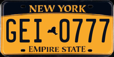 NY license plate GEI0777