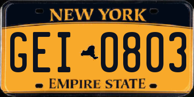 NY license plate GEI0803