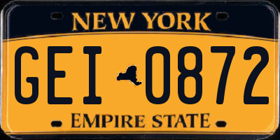 NY license plate GEI0872