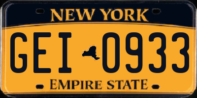 NY license plate GEI0933