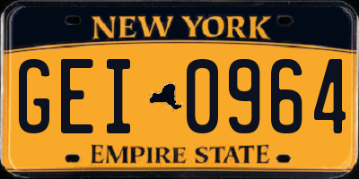 NY license plate GEI0964