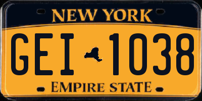 NY license plate GEI1038