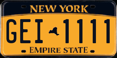 NY license plate GEI1111
