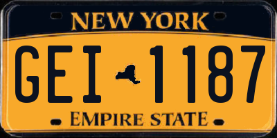 NY license plate GEI1187