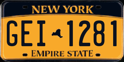 NY license plate GEI1281