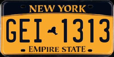 NY license plate GEI1313