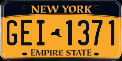 NY license plate GEI1371