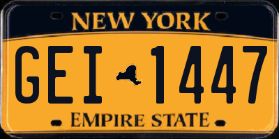 NY license plate GEI1447