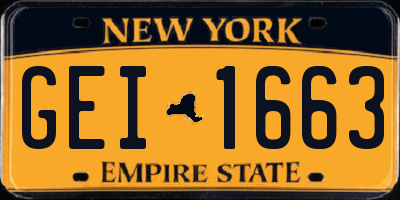 NY license plate GEI1663