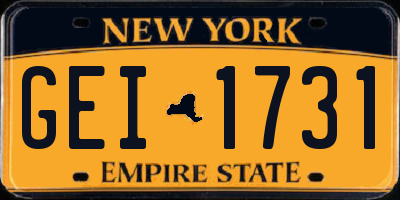 NY license plate GEI1731