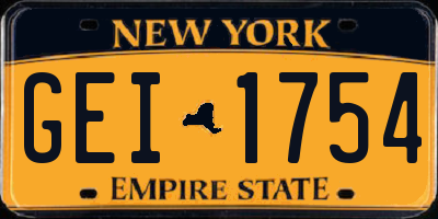 NY license plate GEI1754