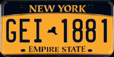 NY license plate GEI1881