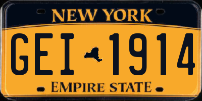 NY license plate GEI1914