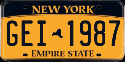 NY license plate GEI1987