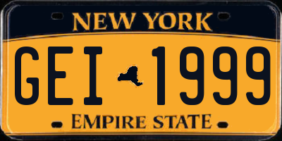 NY license plate GEI1999