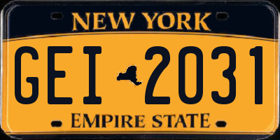 NY license plate GEI2031