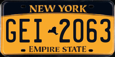 NY license plate GEI2063