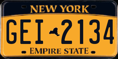 NY license plate GEI2134