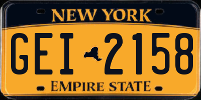 NY license plate GEI2158