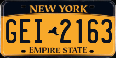 NY license plate GEI2163
