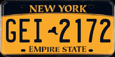 NY license plate GEI2172