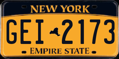 NY license plate GEI2173