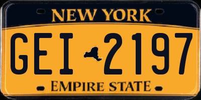 NY license plate GEI2197