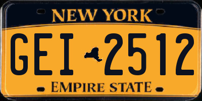 NY license plate GEI2512