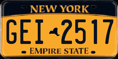 NY license plate GEI2517