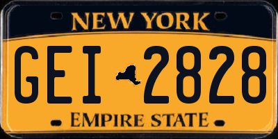 NY license plate GEI2828
