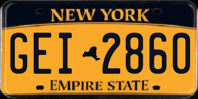 NY license plate GEI2860