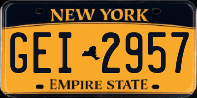 NY license plate GEI2957