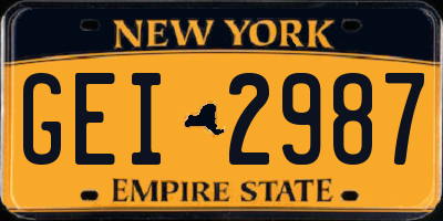 NY license plate GEI2987