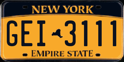 NY license plate GEI3111