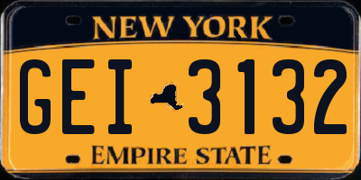NY license plate GEI3132