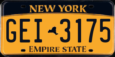 NY license plate GEI3175