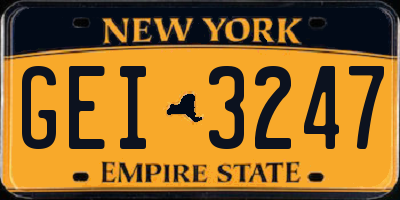 NY license plate GEI3247