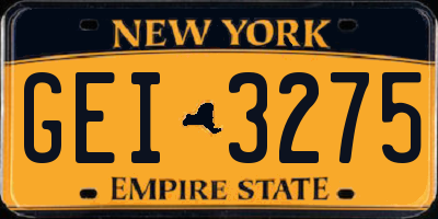 NY license plate GEI3275