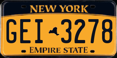 NY license plate GEI3278