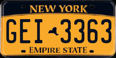 NY license plate GEI3363