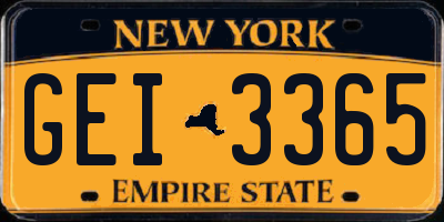 NY license plate GEI3365
