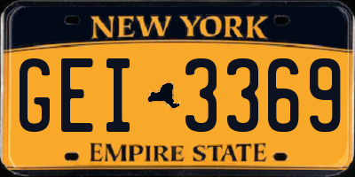 NY license plate GEI3369