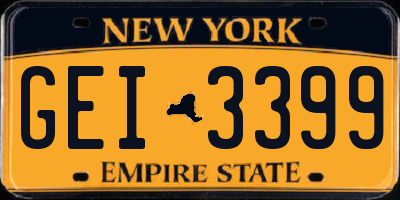 NY license plate GEI3399