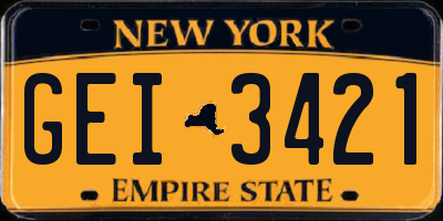 NY license plate GEI3421