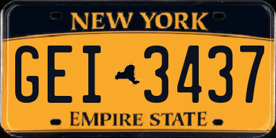 NY license plate GEI3437