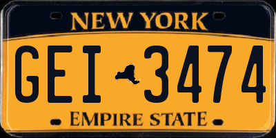NY license plate GEI3474